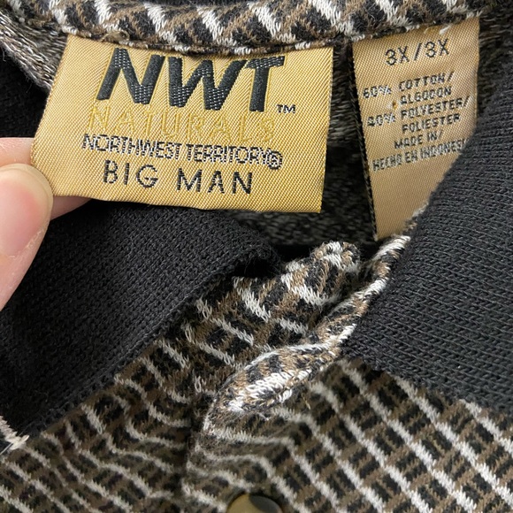 Sold —- Vintage Knit Mens Polo Style Short Sleeve Shirt 3XL, Brown, Black, Cre - Picture 6 of 7
